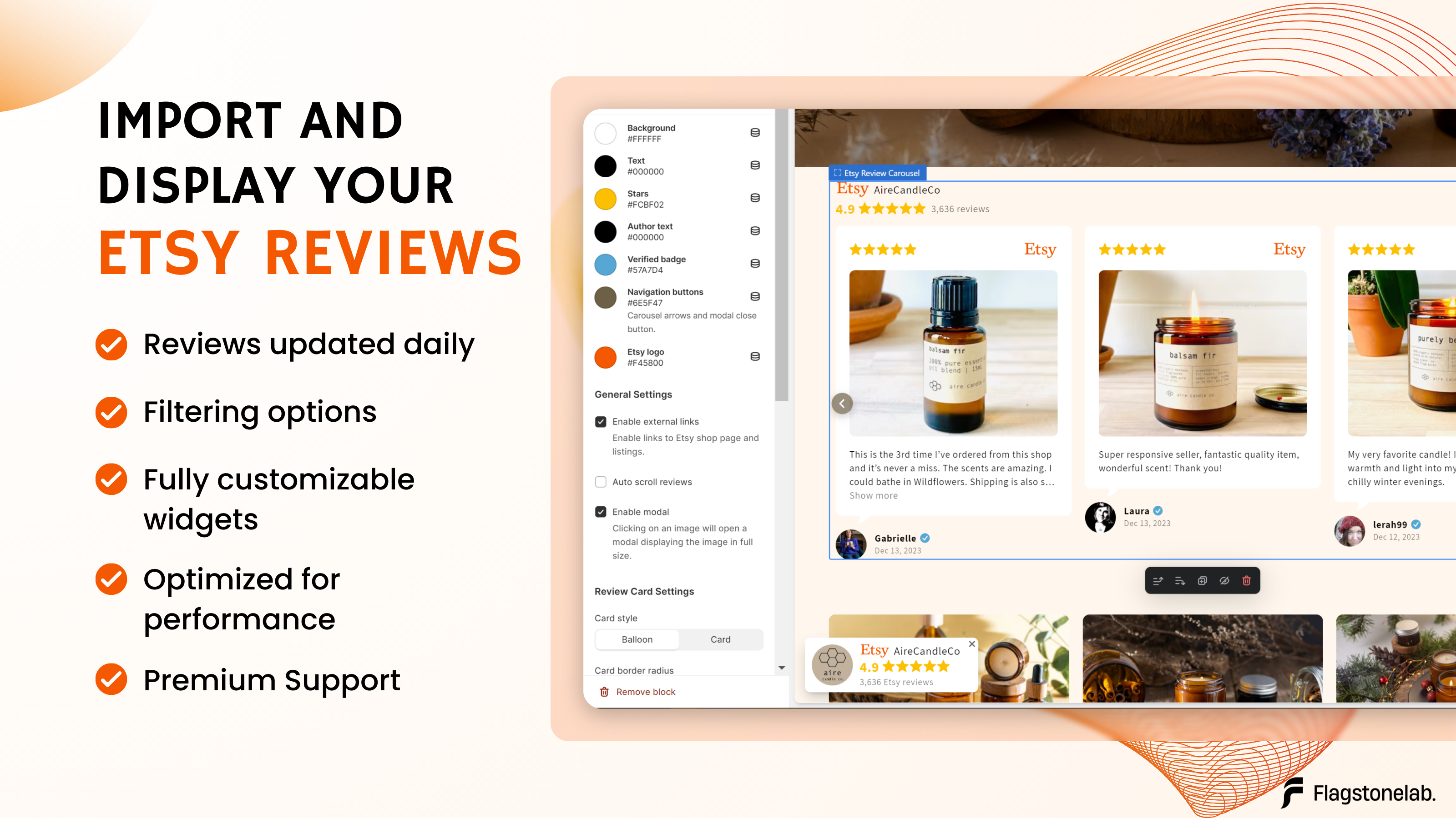 Add Etsy reviews on your Shopify store.