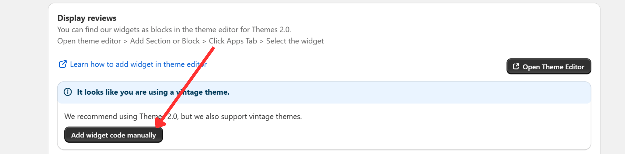 Open widget editor